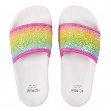 100C008: Girls Rainbow Glitter Sliders  (Kids Shoe Sizes: 8-3)